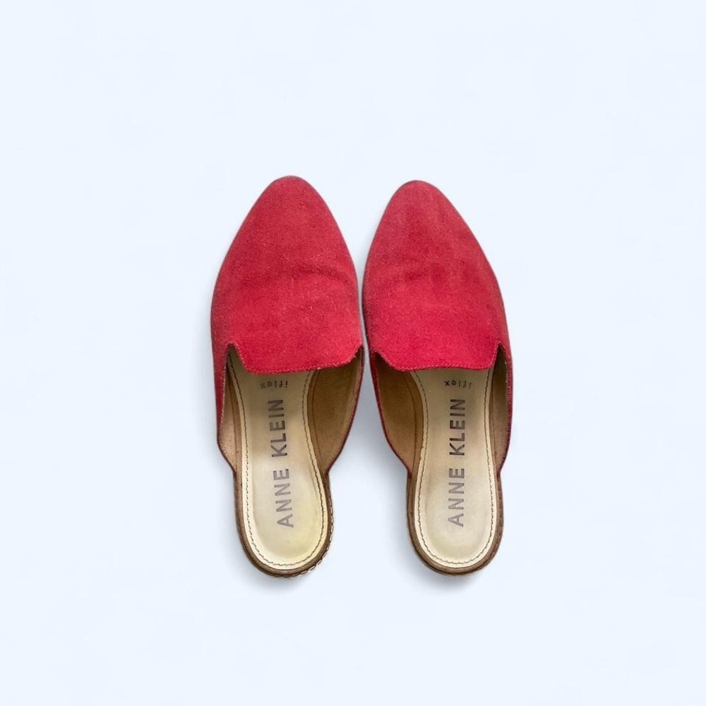 Red suede pointed toe mules by Anne Klein size 8